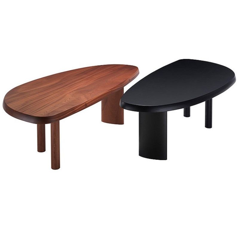 Irregular Shaped Office Laptop Table Wooden Writing Desk in Black/Brown