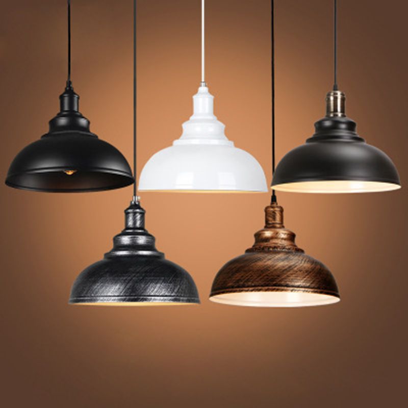 Couverture de pot vintage Lampe suspendue à un seul bulbe d'éclairage en métal pour salle à manger