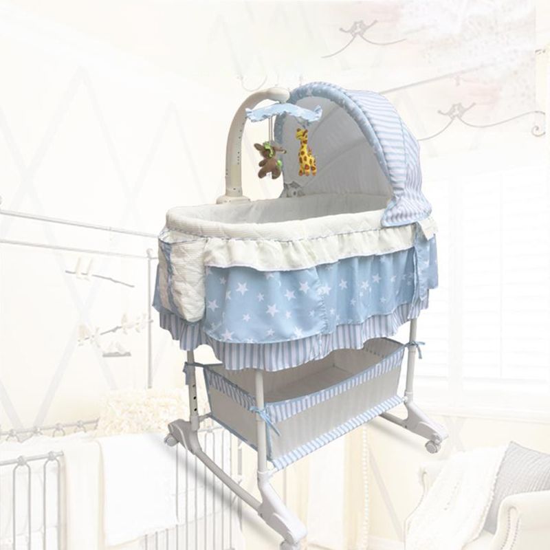 Princess Bassinet Height Adjustable Blue Bassinet for Newborn