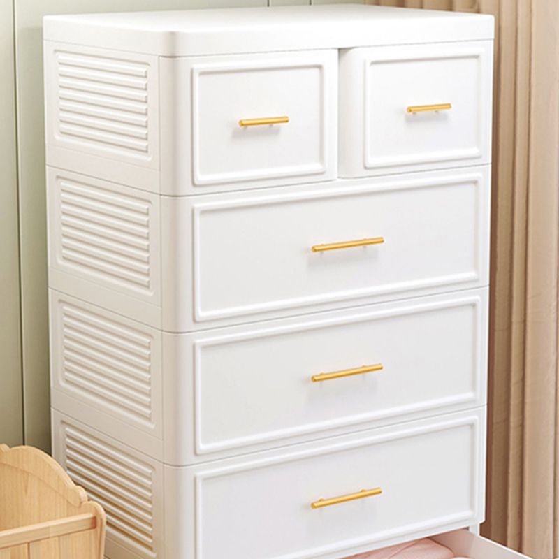 Contemporary Nursery Dresser Plastic Vertical Kids Nightstand for Bathroom