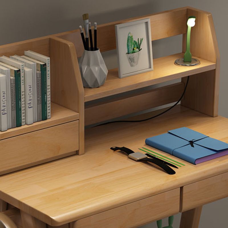 Writing Desk Kids Desks with Shelves Wood Study Desk and Chair Set