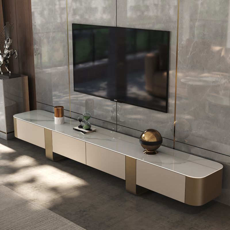 Modern Style Stone TV Stand Enclosed Storage TV Cabinet with Drawers