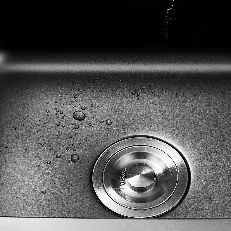 Square Stainless Steel Sink in black with Strainer Drop-In Kitchen Sink