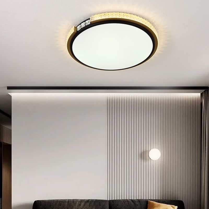 Modern Ceiling Light Round LED Flush Mount Light with Crystal for Living Room