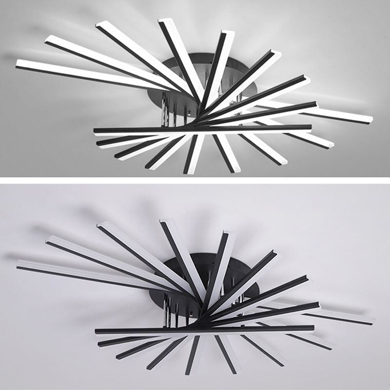 Wrought Iron Living  Room LED Flush Ceiling Lights Linear Modern Style Flush Mount