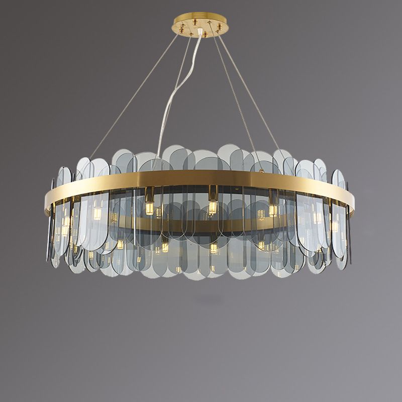 Ring Shape Ceiling Chandelier Modernist Style Glass Suspension Light for Living Room