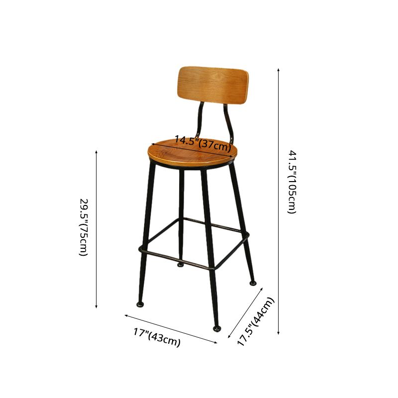 Industrial Black Counter Stools Iron Wooden Bar Bristol Stools with Round Seat