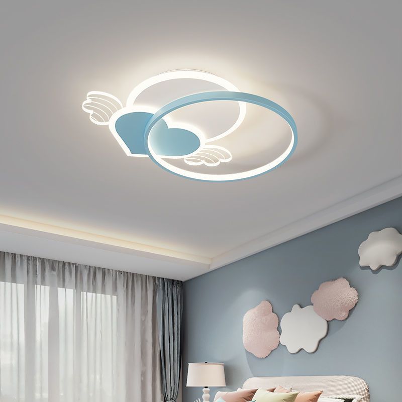 Circle Shape Flush Light Modern Style Metal 2 Lights Flush Mount for Bedroom