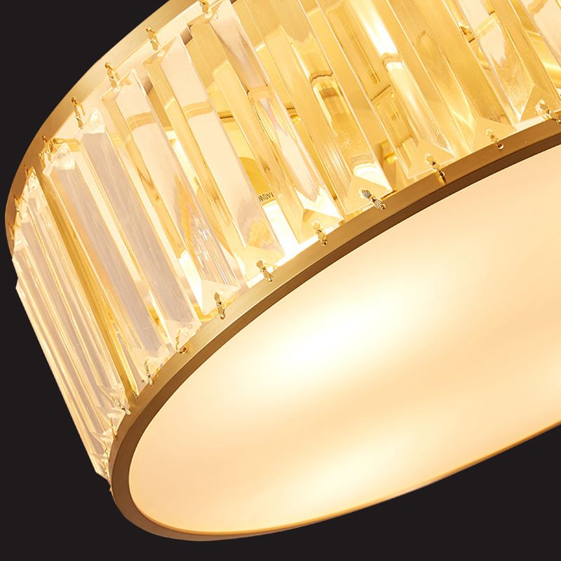 Modern Flush Light Gold Ceiling Lighting with Brass and Crystal for Bedroom