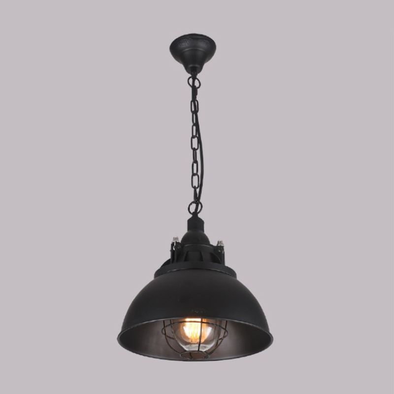 1 Light Caged Hanging Ceiling Lights Industrial Style Metal Pendant Light Fixtures for Restaurant