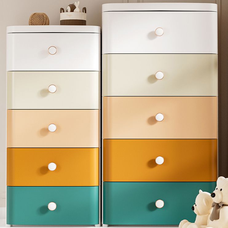 Modernism Plastic Nursery Dresser Vertical Kids Nightstand with 3/4/5/6/7 Drawers for Home