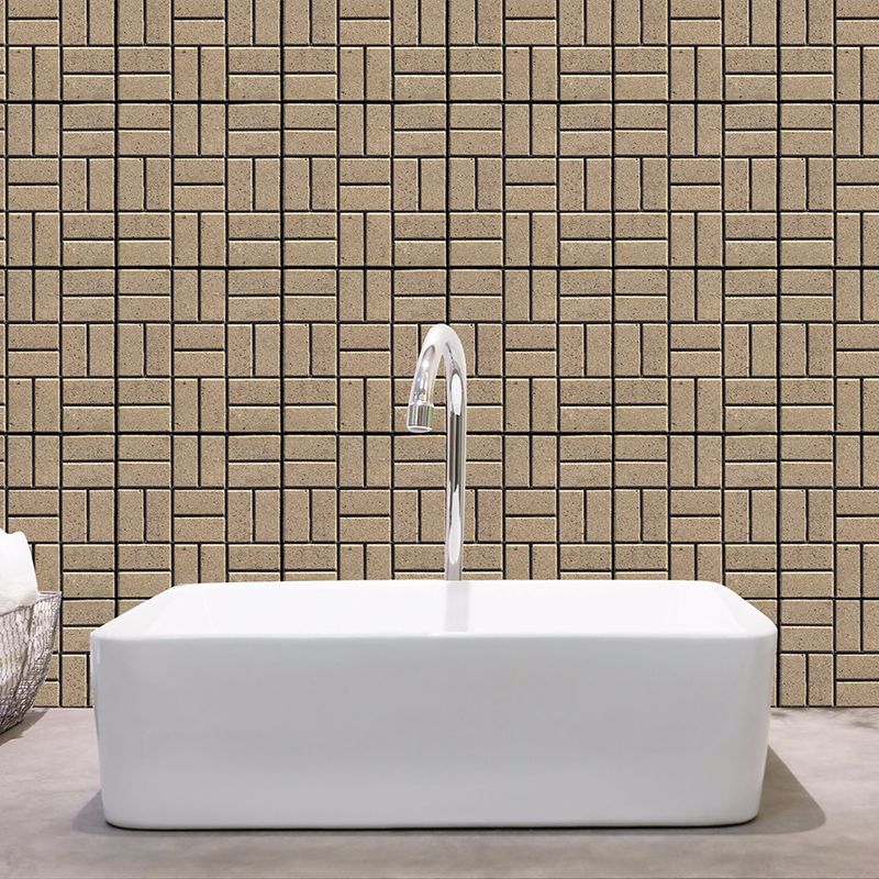 Rural Brick Peel off Wallpaper Panel Set in Brown Bathroom Wall Art, 12' L x 12" W