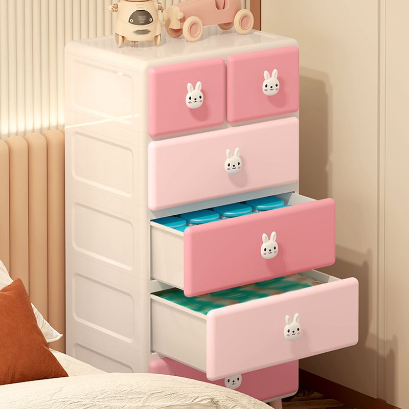 Ultra Modern Vertical Kids Dresser Set Plastic Kids Furniture with Drawers for Bedroom