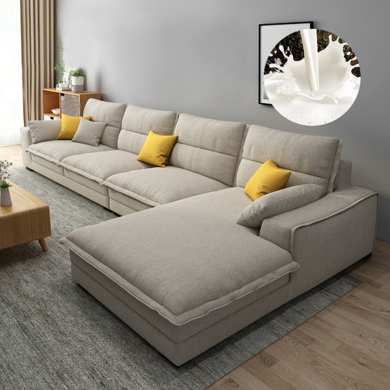 Modern Removable Cushions Slipcovered Sofa with Reversible Chaise for Living Room