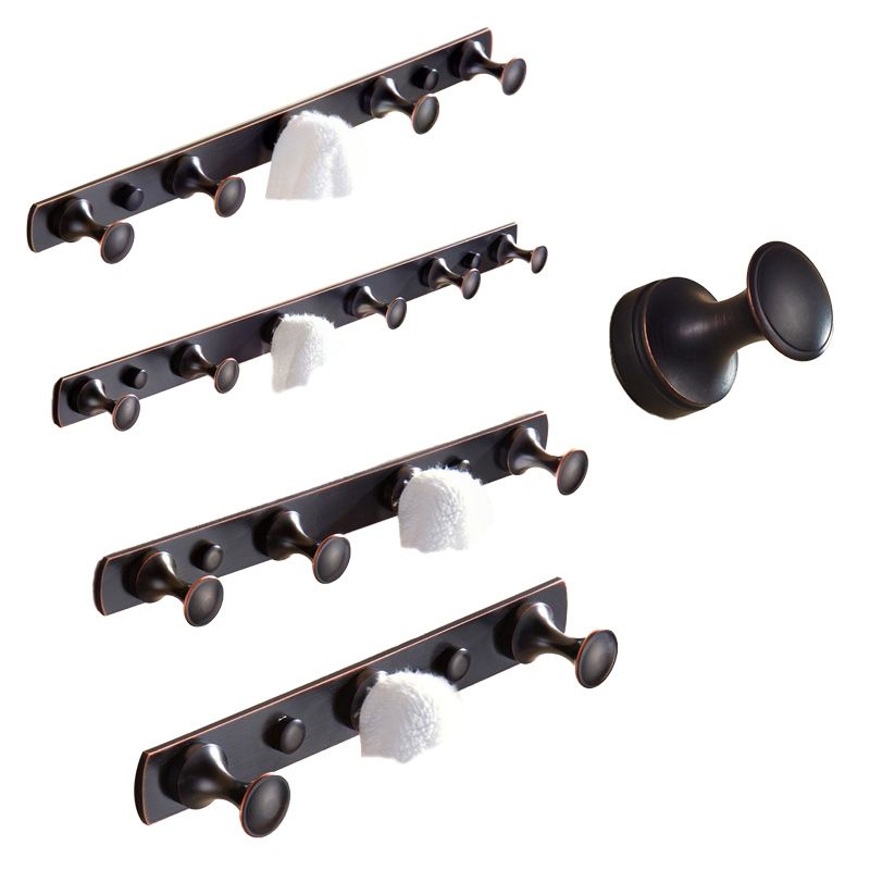 5 Piece Traditional Bathroom Accessory Set Brushed Brass Robe Hooks