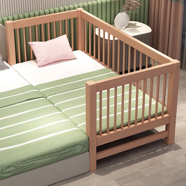 Solid Wood Washed Natural Nursery Bed Scandinavian with Guardrail