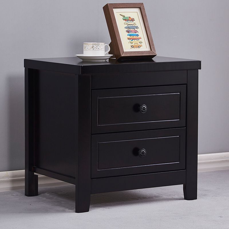 Modern Solid Wood Standard Nightstand with Drawers Kids Bedside Table