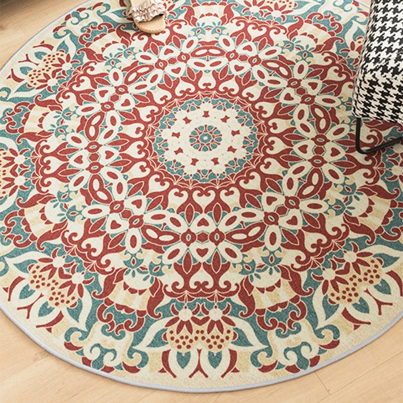 Moroccan Home Decor Rug Multi Colored Flower Indoor Rug Synthetics Anti-Slip Backing Washable Carpet