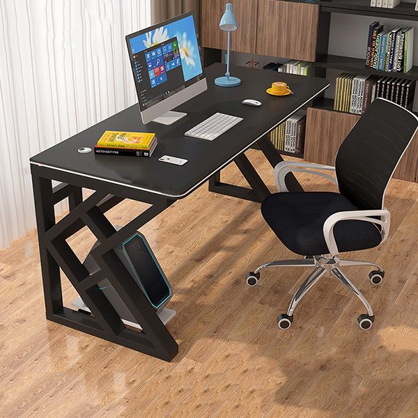 Industrial Office Desk Rectangular Writing Desk with Metal Legs