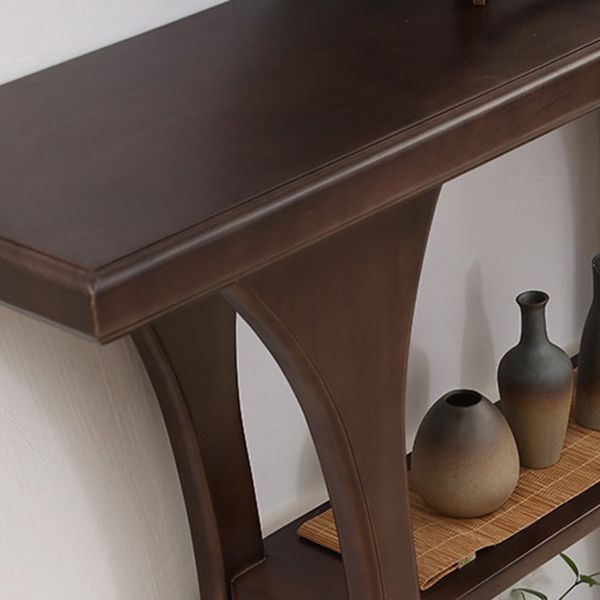 Solid Wood Rectangle Console Table 33.46" Tall Accent Table with Shelves