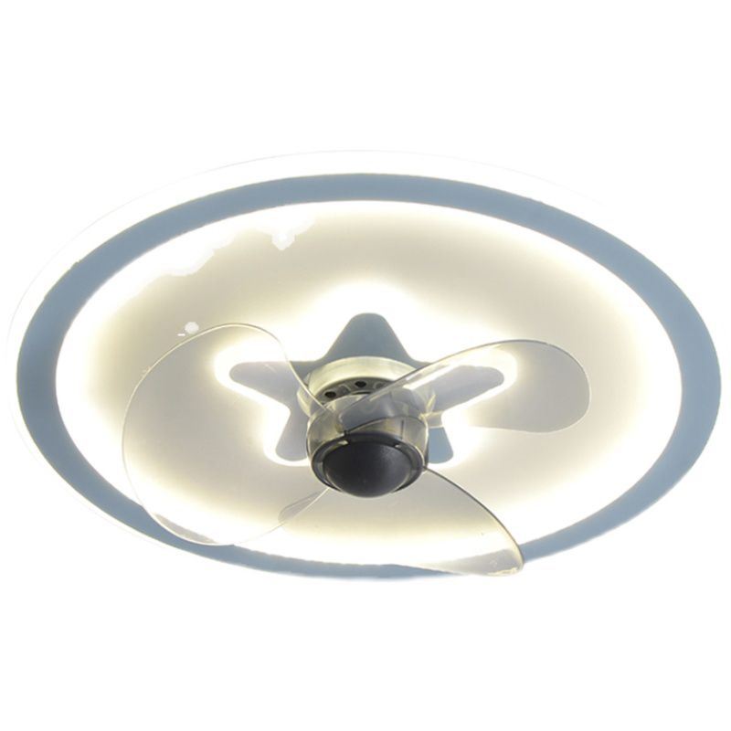 Round LED Ceiling Fan Light Contemporary Metal LED Ceiling Fan for Kid's Room