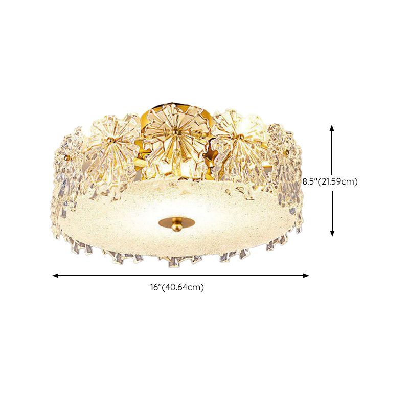 Modern Drum Flush Mount Lighting Crystal Multiple-Light Ceiling Lighting