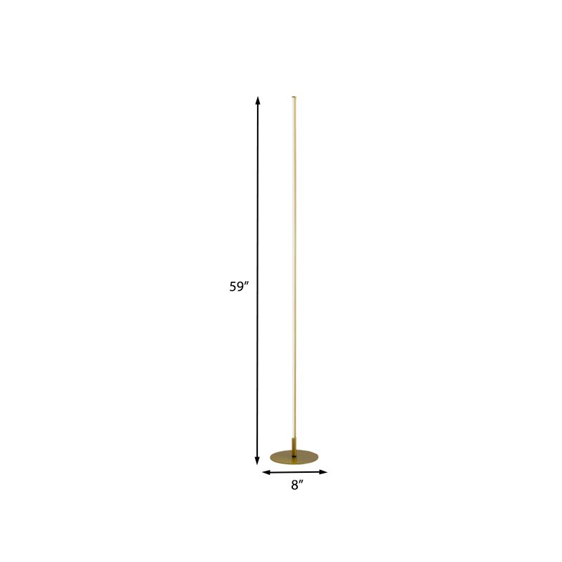 Linear Standing Lamp Minimalist Metallic LED Gold Floor Lighting for Bedroom in Warm/White Light