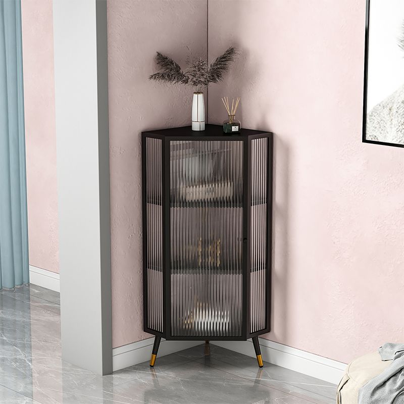 Modern Iron Sideboard Cabinet Glass Door Living Room Console