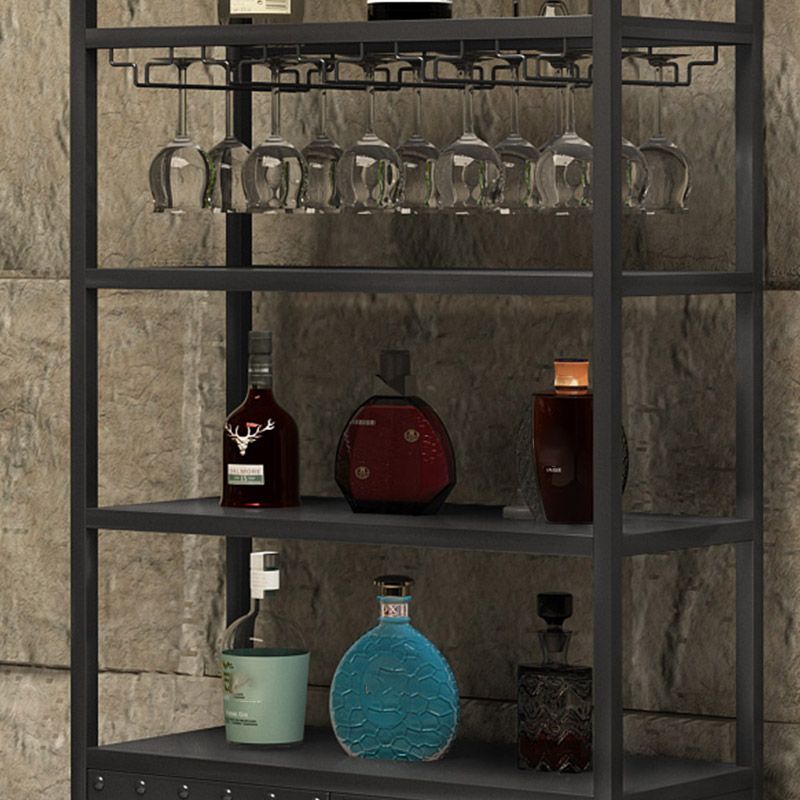 Modern Floor Wine Rack Metal Wine Bottle & Glass Rack for Dining Room