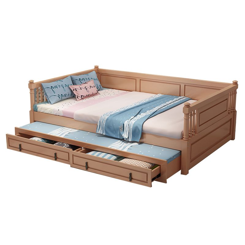 Wooden Nursery Bed in Beech Contemporary 31.5" H Crib with Storage