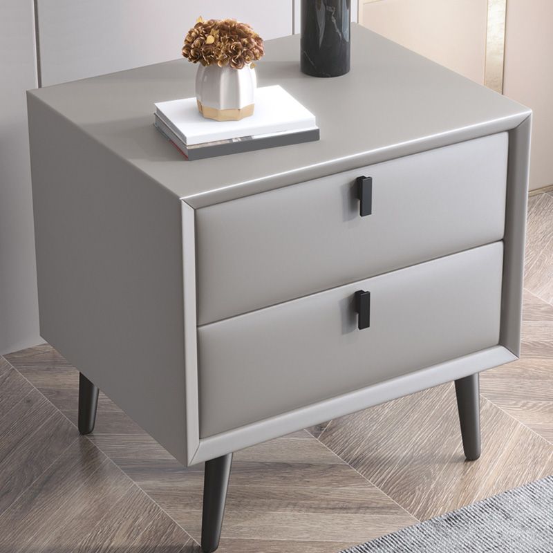 Modern Night Table Leather Accent Table Nightstand with Drawers