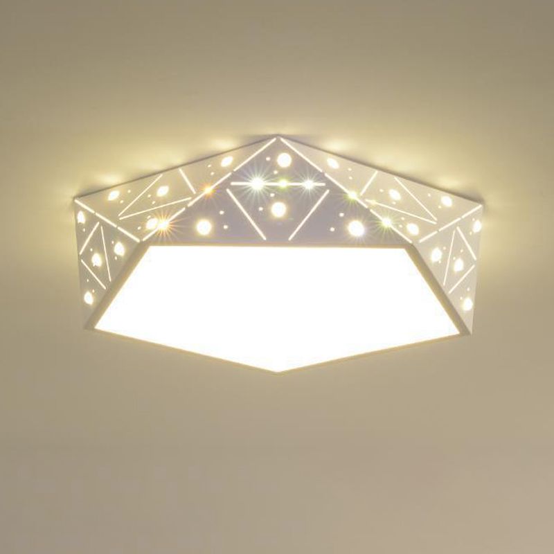 Modern Ceiling Lighting Geometric LED Flush Mount Fixture in White for Living Room