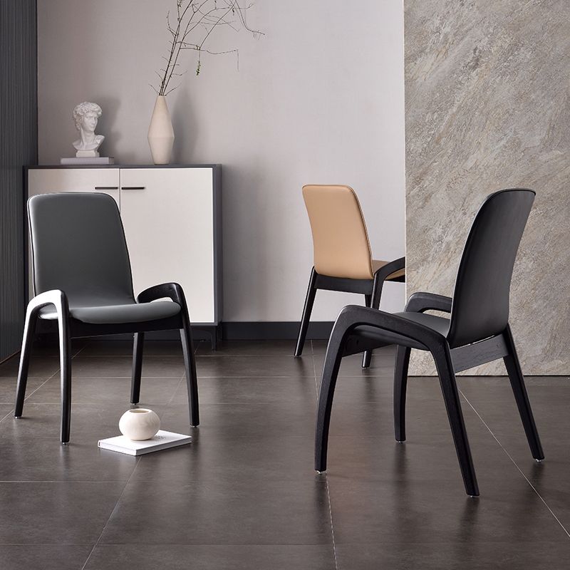 Modern Style Arm Chair Black Wood Legs Side Chair with Upholstered for Dining Room