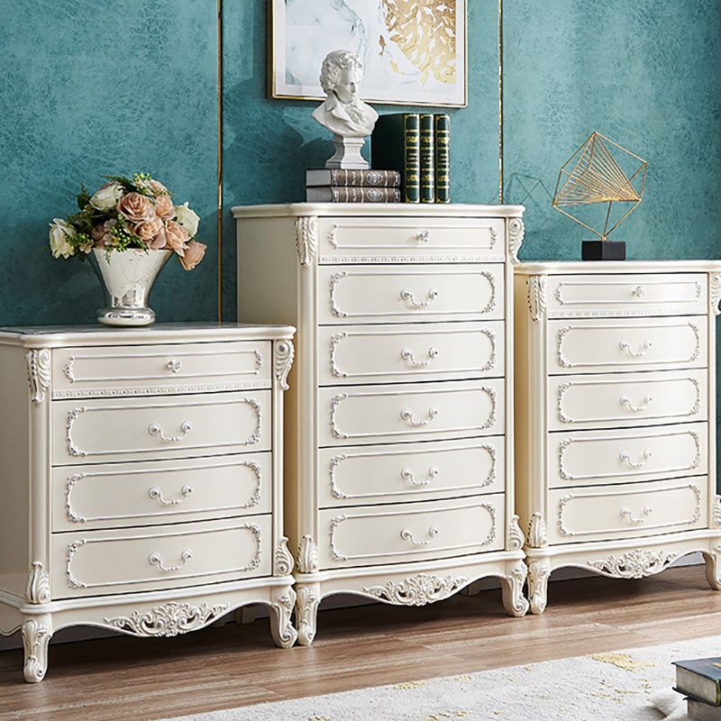 White Solid Wood Buffet Server Living Room Modern Buffet with Drawers