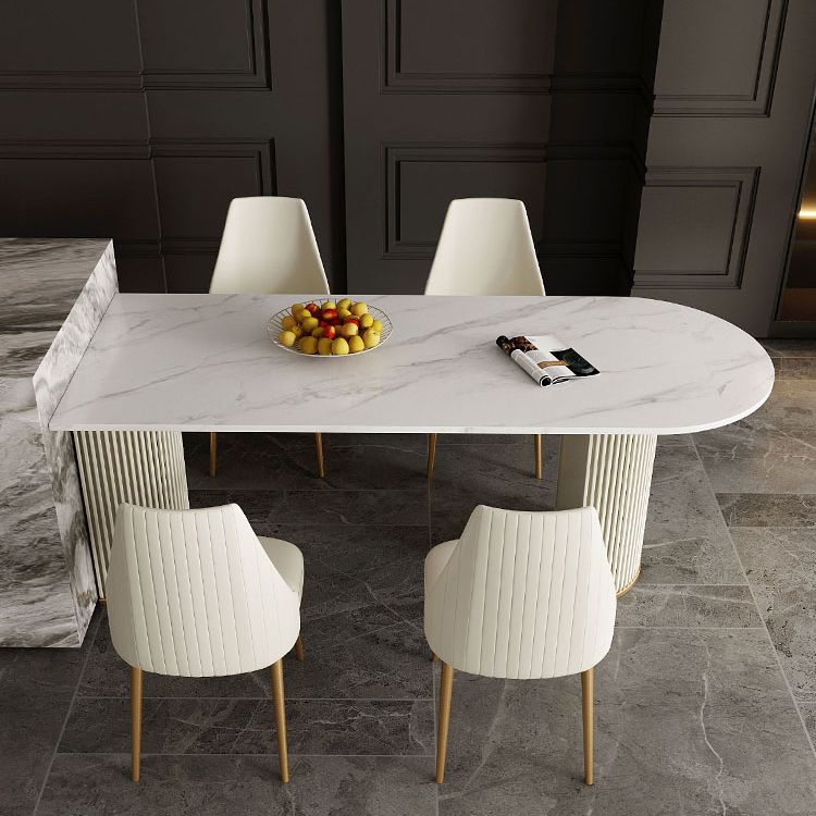 Traditional Luxury Dining Table White Sintered Stone Table for Kitchen