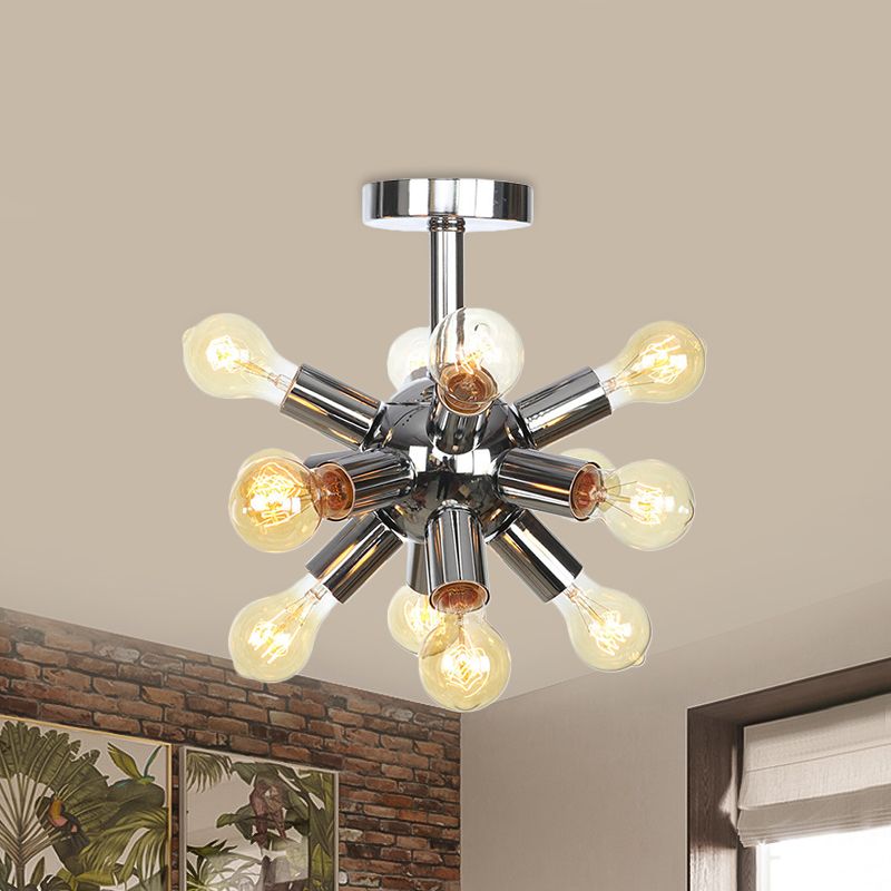 Chroom/Goud Sputnik Semi Flush Mount Vintage Ijzer 6/9/12 Lampjes Restaurant Flush Plafond Lamp Fixture