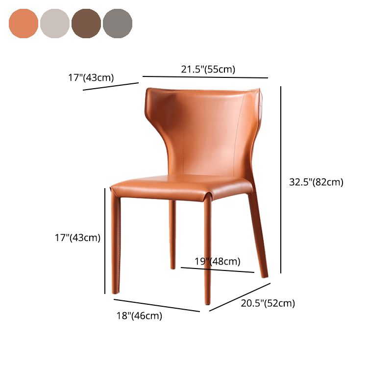 Contemporary Leather Dining Chair Wingback Side Armless Chair for Home Use