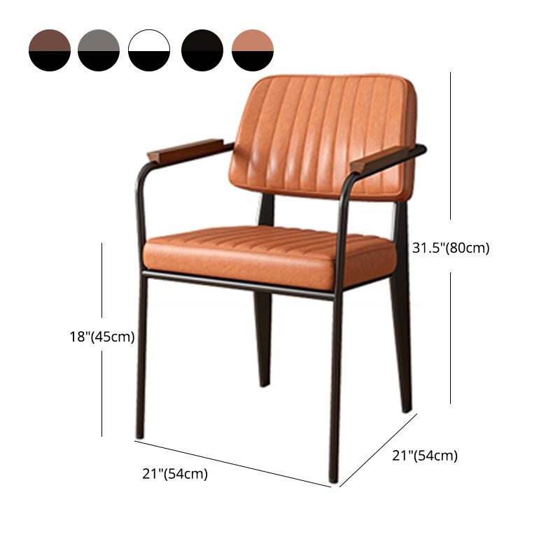 Industrial Style Arm Chair Leather Open Back Dining Chair for Home