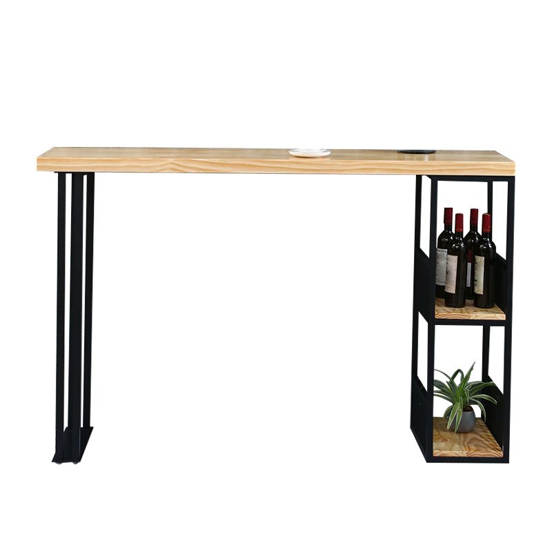 Industrial Bistro Bar Desk with Storage Living Room Wood and Metal Bistro Bar Table