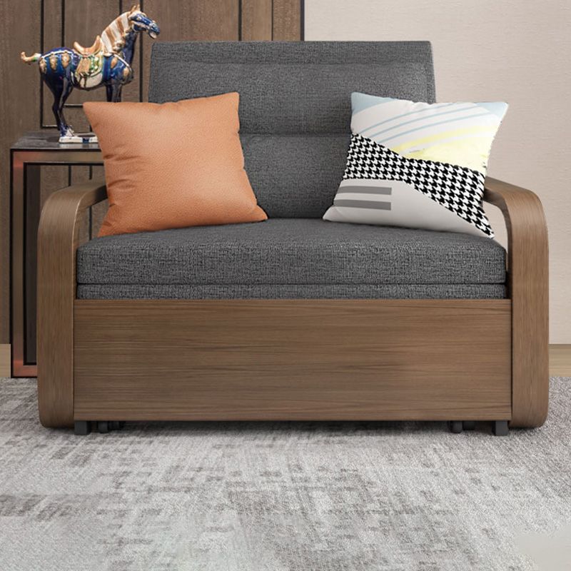 Contemporary Square Arms Sofa Bed Fabric Sleeper Sofa in Gray