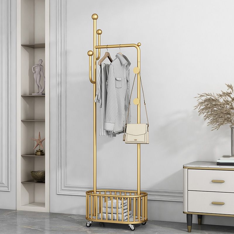 Gorgeous Metal Coat Rack Modern Style Coat Hanger with Storage Basket