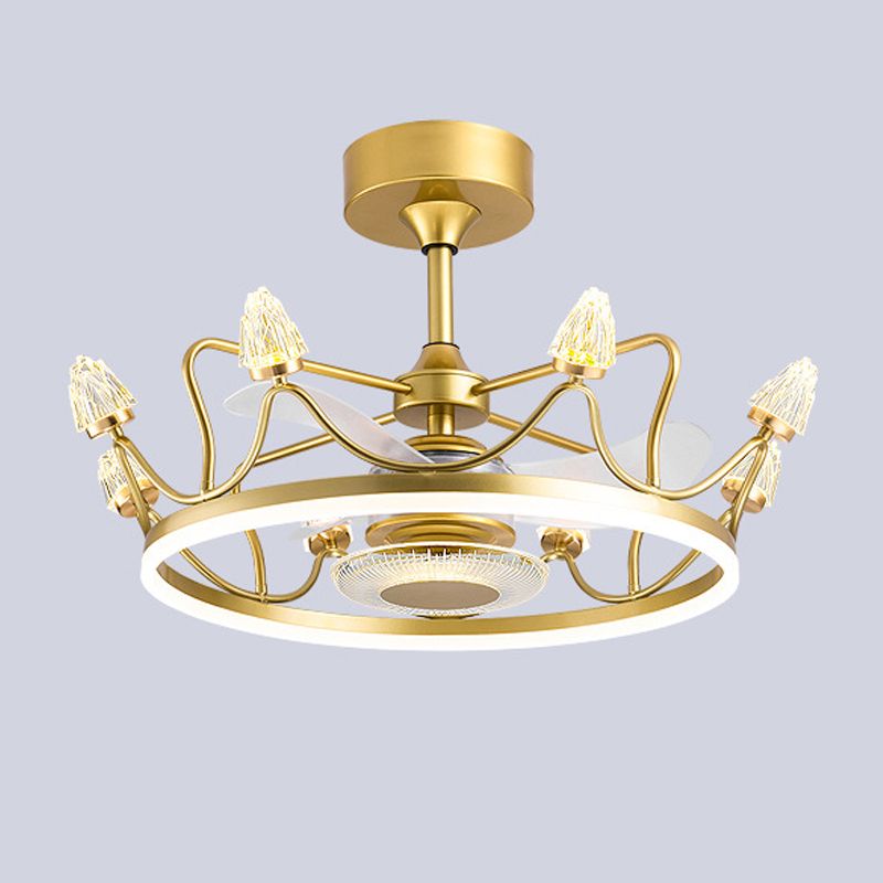 Interior LED Fan Light in Polish Gold Finish Contemporary Ceiling Fan