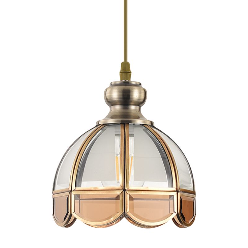 Dome Trap Hanging hanglamp Vintage Clear/Beige Glass 1 kop nikkel plafondophanging licht