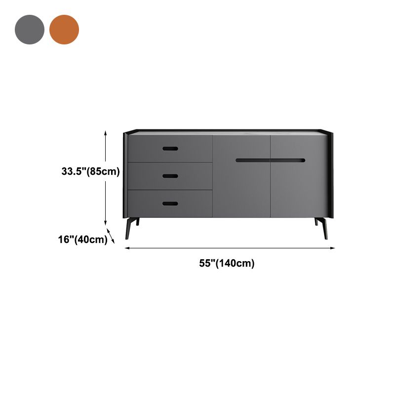 3-Drawer Engineered Wood Sideboard Modern Stone Countertop Dining Server for Living Room