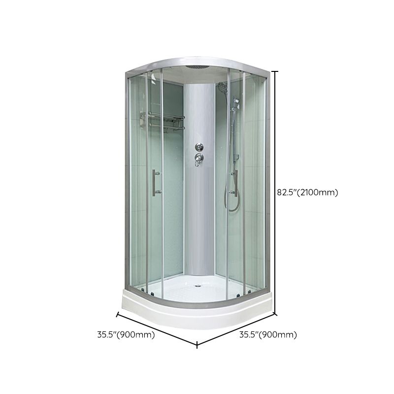 Contemporary Round Shower Stall Striped Framed Shower Stall with Ceiling