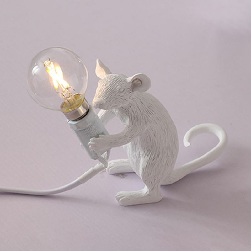 Kids Style Mouse Shaped Table Lamp Resin 1-Light Bedside Night Lighting for Decoration