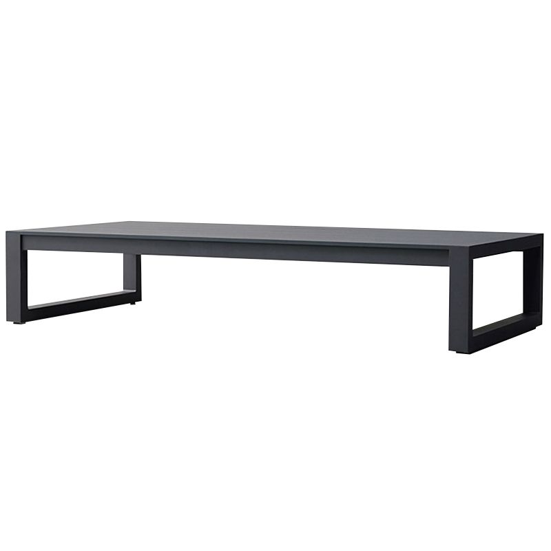 Contemporary Patio Table Rectangle Aluminum Black Coffee Table