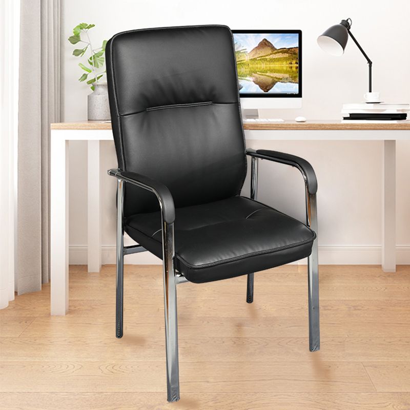 Modern Style Fixed Arms Office Chair Leather Task Chair for Office