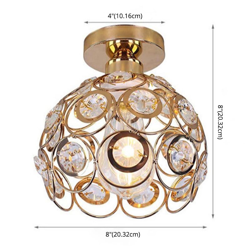 Traditional Spherical Semi-Flush Mount Ceiling Light Crystal 1 Light Semi Flush