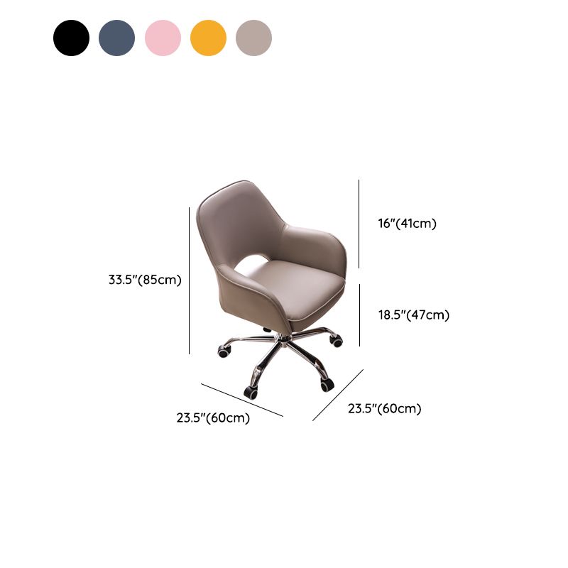 Armless Desk Chair Modern Leather Low-Back Office Chair with Wheels